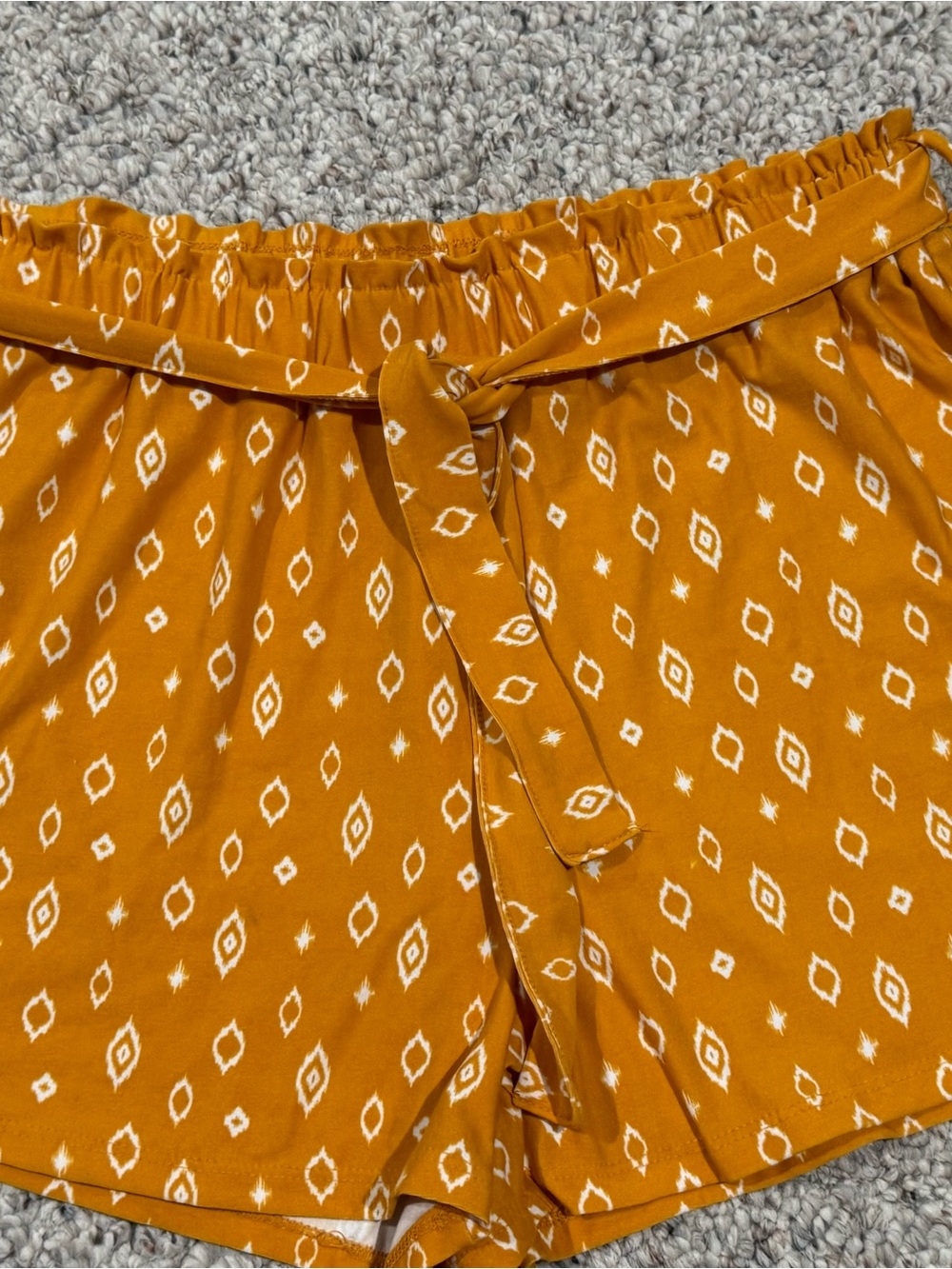 Ultra Flirt Mustard Yellow Printed Tie-Waist High Rise Shorts